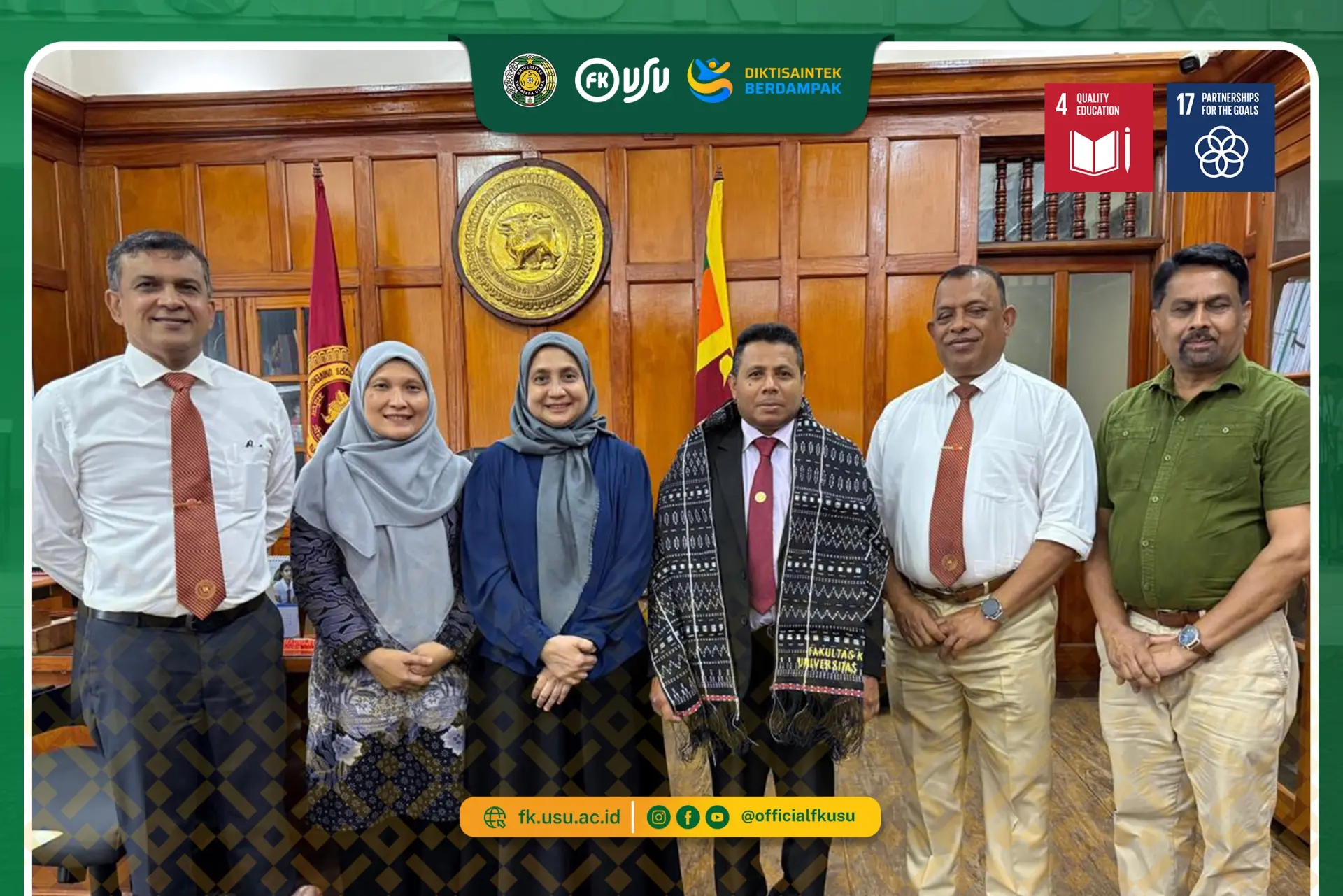 FK USU Perkuat Kerja Sama Internasional melalui Penandatanganan MoU dengan University of Peradeniya, Sri Lanka